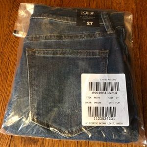 NWT J Crew Factory Women’s 8” Midrise Skinny Jeans size 27 Low Tide